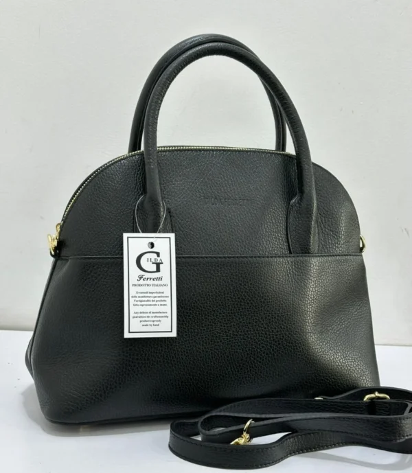 gilda-ferretti-dome-satchel-black-pebbled-leather-italy-nigeria Gilda Ferretti dome satchel black pebbled leather Italian-made Nigeria