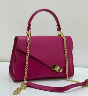 Gilda Ferretti fuchsia pink leather gold twist-lock top handle bag – Pamzy Wears Lagos