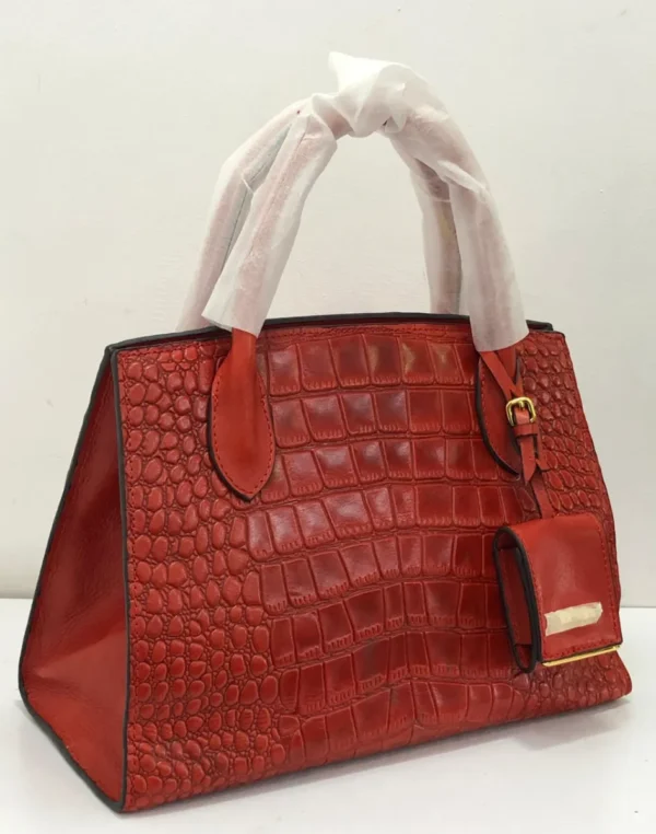 Prada Red croc-embossed structured tote bag with mixed texture panels gold hardware and side pocket Nigeria