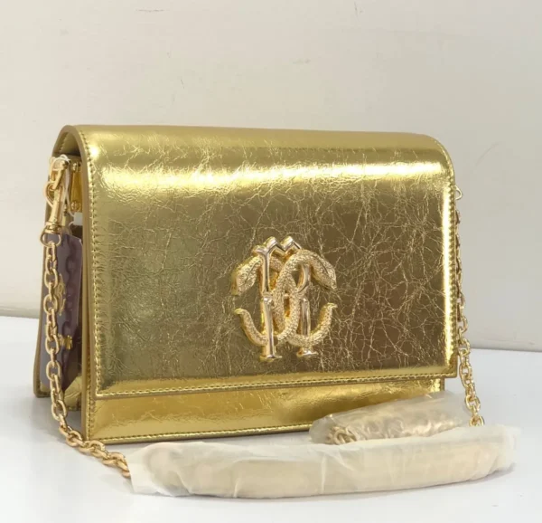 Roberto cavalli Bag Gold Roberto-Cavalli-Patent-Gold-Leather-Shoulder-Bag