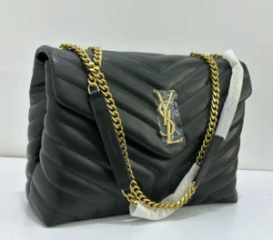 Sanit-Laurent-ysl-loulou-large-shoulder-bag-black-quilted-chevron-leather-gold-chain-nigeria