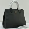 burberry-frances-tote-bag-tan-saddle-black-pebbled-leather-tb-monogram-gold-hardware-nigeria Burberry Frances Tote