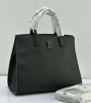 burberry-frances-tote-bag-tan-saddle-black-pebbled-leather-tb-monogram-gold-hardware-nigeria Burberry Frances Tote