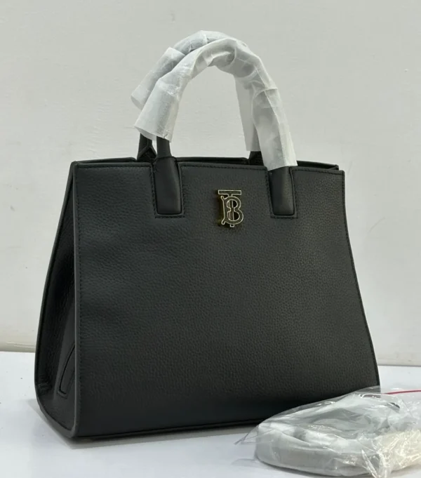 burberry-frances-tote-bag-tan-saddle-black-pebbled-leather-tb-monogram-gold-hardware-nigeria Burberry Frances Tote