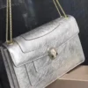 Bvlgari Serpenti Forever silver metallic karung leather chain flap bag with iconic snakehead clasp Nigeria