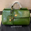 dolce-gabbana-sicily-east-west-top-handle-bag-emerald-green-gold-lock-charm-nigeria Dolce Gabbana Sicily East West top handle bag emerald green leather with gold DG plate lock charm and dustbag Nigeria