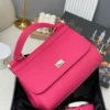 dolce-gabbana-sicily-top-handle-bag-hot-pink-fuchsia-leather-gold-hardware-nigeria Dolce Gabbana Sicily top handle bag hot pink fuchsia leather with gold DG plate hardware in branded box Nigeria