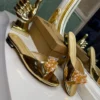 Feet Beauty gold metallic pearl crystal flower mule flat – Pamzy Wears Lagos