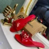 Feet Beauty red patent leather pearl crystal flower mule flat – Pamzy Wears Lagos