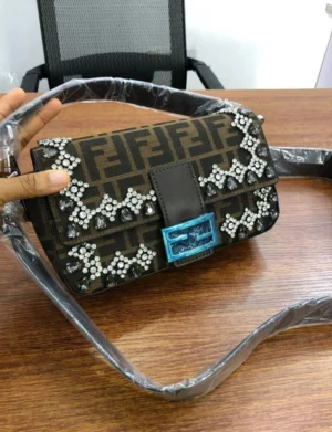 Fendi Baguette FF Zucca canvas with crystal embellishment and blue F clasp Nigeria
