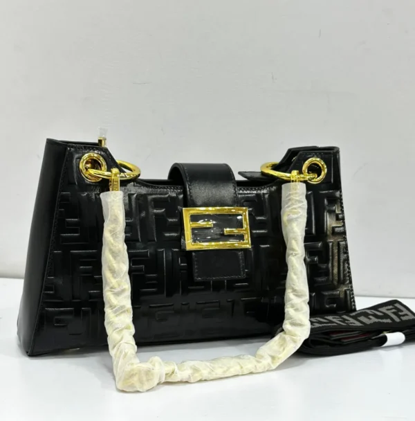Fendi By The Way medium top handle bag black FF embossed nappa leather with gold FF buckle and FF jacquard strap Nigeria