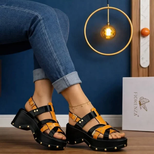 fiorenza-platform-wedge-sandal-black-orange-gold-studs-nigeria Fiorenza Platform Wedge Sandal
