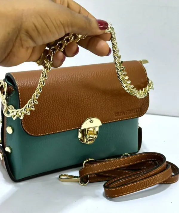 Gilda Ferretti brown and green two-tone leather crossbody bag gold clasp – Pamzy Wears Lagos