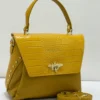 gilda-ferretti-croc-embossed-bee-top-handle-bag-mustard Gilda Ferretti Bee