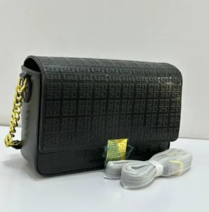 Givenchy 4G small shoulder bag black all-over embossed leather with gold 4G magnetic clasp and gold chain strap Nigeria