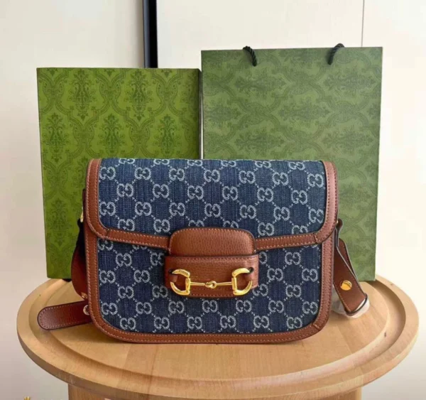 gucci-horsebit-1955-shoulder-bag-gg-denim-canvas-cognac-nigeria Gucci Horsebit 1955 shoulder bag GG denim canvas with cognac leather trim Nigeria