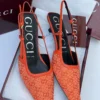 gucci-tom-gg-crystal-slingback-kitten-heel-orange-moire-monogram-nigeria Gucci Tom GG crystal slingback kitten heel orange moiré fabric with tonal crystal GG monogram Nigeria
