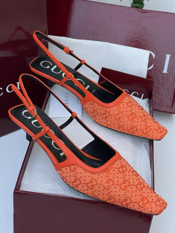 gucci-tom-gg-crystal-slingback-kitten-heel-orange-moire-monogram-nigerian Gucci Tom GG Crystal Slingback Kitten Heel