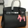 hermes-birkin-30-black-togo-leather-palladium-silver-hardware-rodeo-charm-nigeria Hermès Birkin 30 black Togo leather with palladium silver hardware and pink Rodeo horse charm Nigeria