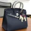 hermes-birkin-30-navy-blue-togo-leather-palladium-hardware-rodeo-charm-nigeria Hermès Birkin 30 navy blue Togo leather with palladium hardware white Rodeo horse charm and pink tassel Nigeria