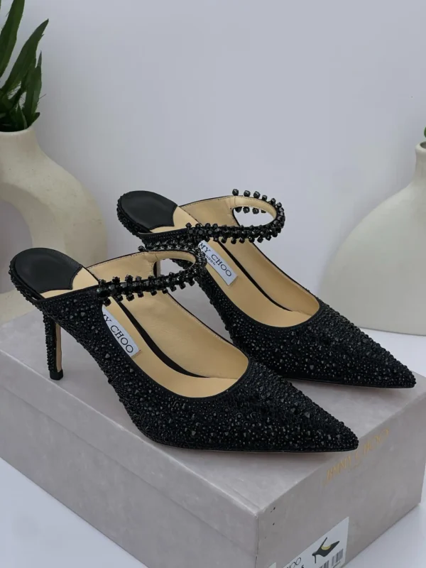 jimmy-choo-bing-100-mule-all-black-crystal-tonal-pointed-toe-stiletto-nigeria Jimmy Choo Bing 100 mule all black tonal crystal pointed toe stiletto with black crystal strap Nigeria