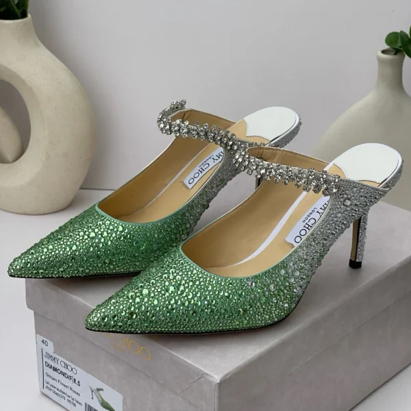 jimmy-choo-bing-100-mule-green-crystal-ombre-pointed-toe-stiletto-nigeria jimmy choo bing 100 mule green crystal ombre pointed toes tiletto nigeria.