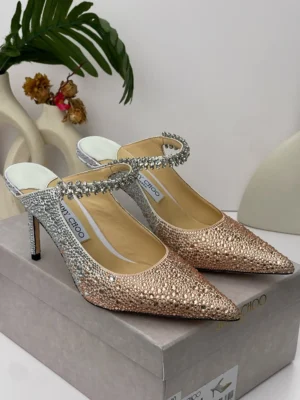 Jimmy Choo Bing 100 mule rose gold champagne ombre crystal pointed toe with crystal strap Nigeria
