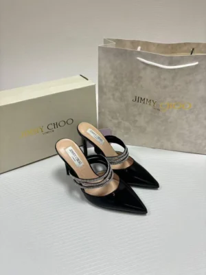 Jimmy Choo Bing mule black patent leather with crystal-embellished strap Nigeria