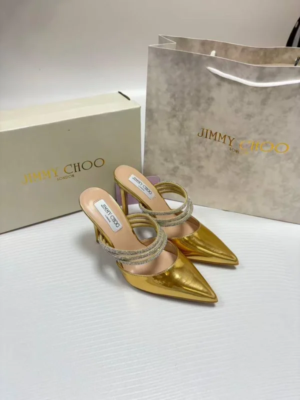 Jimmy Choo Bing mule gold patent leather with crystal-embellished strap Nigeria Jimmy Choo Bing mule gold metallic patent leather with crystal-embellished strap Nigeria
