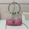 jimmy-choo-bon-bon-crystal-bucket-bag-silver-pink-gradient-crystal-handle-nigeria