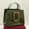 Boyy Olive green leather oversized resin buckle top handle bag structured silhouette – Pamzy Wears Lagos