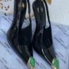 saint-laurent-opyum-slingback-pumps-black-patent-gold-malachite-nigeria Saint Laurent Opyum slingback pumps black patent leather with gold and green malachite toe cap Nigeri