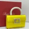 roger-vivier-flower-strass-top-handle-yellow-satin-crystal-nigeria Roger Vivier Flower Strass top handle bag yellow satin with crystal buckle Nigeria