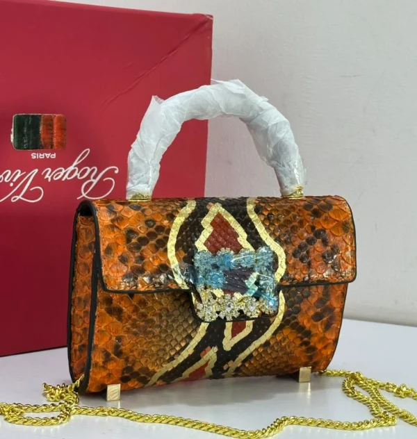 Roger Vivier orange python-print mini top handle bag with crystal buckle Nigeria