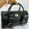 sergio-cerruti-roma-barrel-bag-black-leather-gold-hardware-turn-lock-nigeria Sergio Cerruti Roma barrel bag black leather with gold turn-lock hardware embossed logo and buckle detail Nigeria