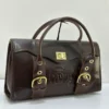 sergio-cerruti-roma-barrel-bag-dark-brown-leather-gold- Sergio Cerruti Roma
