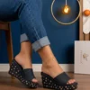 topmoda-pearl-studded-wedge-mule-black-gold-studs-platform-nigeria Topmoda pearl studded wedge mule nude beige with gold ball stud embellished platform Nigeria