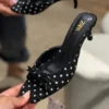 zara-polka-dot-kitten-heel-mule-black-white-dots-bow-detail-nigeria Zara black and white polka dot kitten heel mule with bow detail Nigeria
