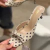 zara-polka-dot-kitten-heel-mule-cream-beige-navy-dots-bow-detail-nigeria Zara cream beige and navy polka dot kitten heel mule with bow detail Nigeria