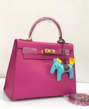 Hermes-fuchsia-pink-structured-leather-handbag-gold-turnlock