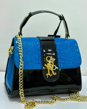 Cerruti-dual-tone-electric-blue-black-croc-flap-bag-lagos-nigeria