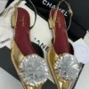 Channel-camellia-flower-gold-slingback-shoes-women-nigeria