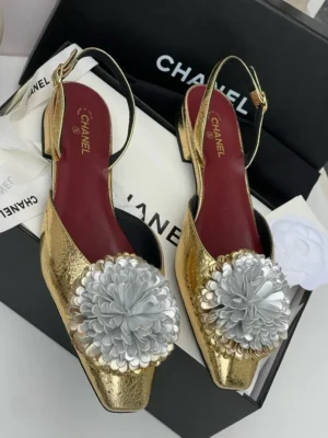 Channel-camellia-flower-gold-slingback-shoes-women-nigeria