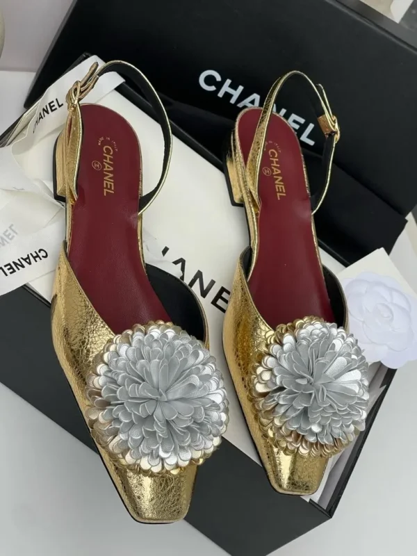 Channel-camellia-flower-gold-slingback-shoes-women-nigeria