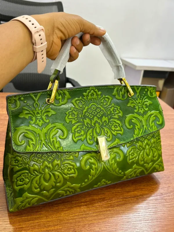 Tom Ford 3D Floral Embossed Leather Green Tom Ford 3D Floral Embossed Leather
